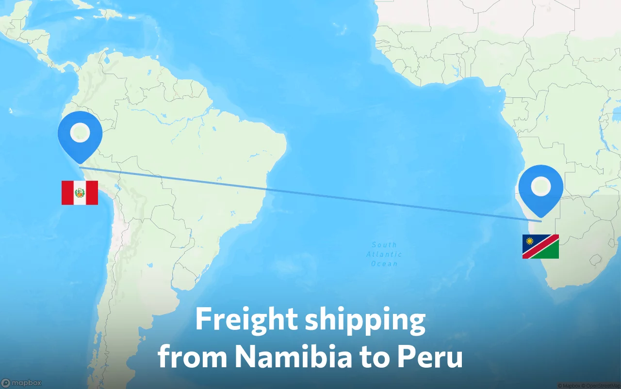 Shipping route from Namibia to Peru