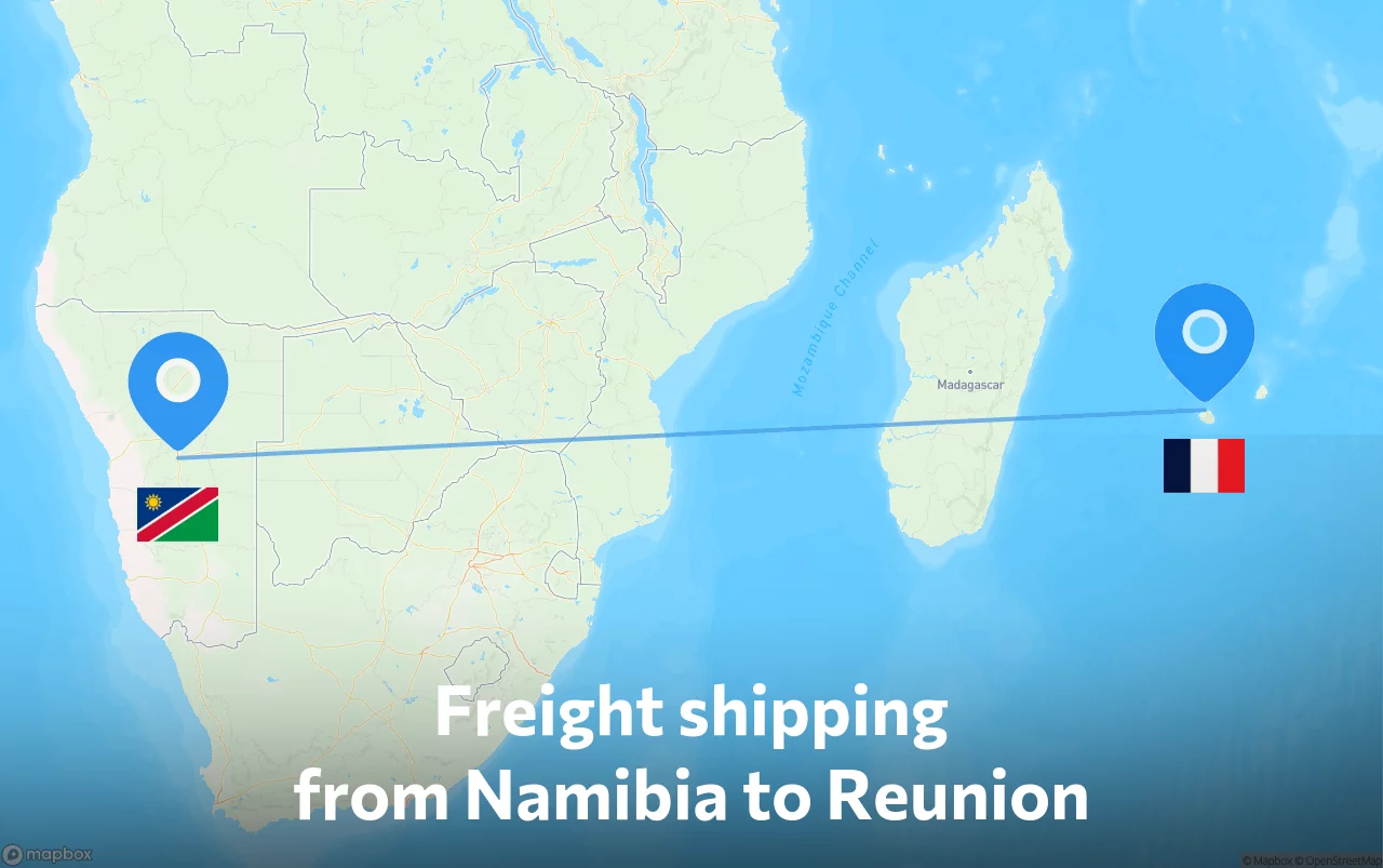 Shipping route from Namibia to Reunion