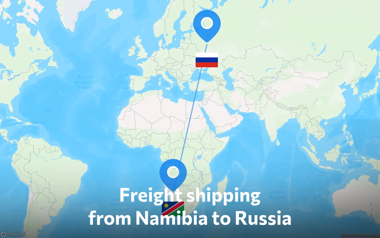 Shipping route from Namibia to Russia