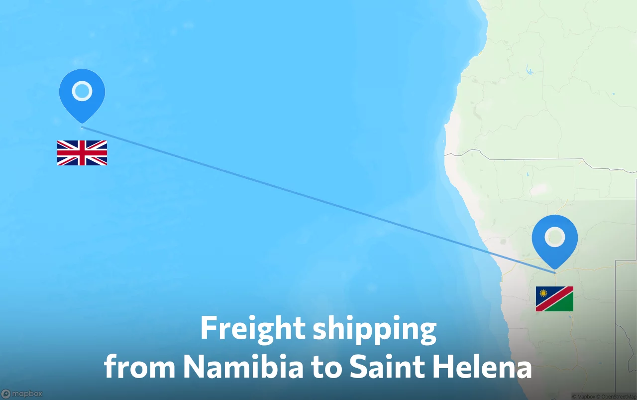 Shipping route from Namibia to Saint Helena