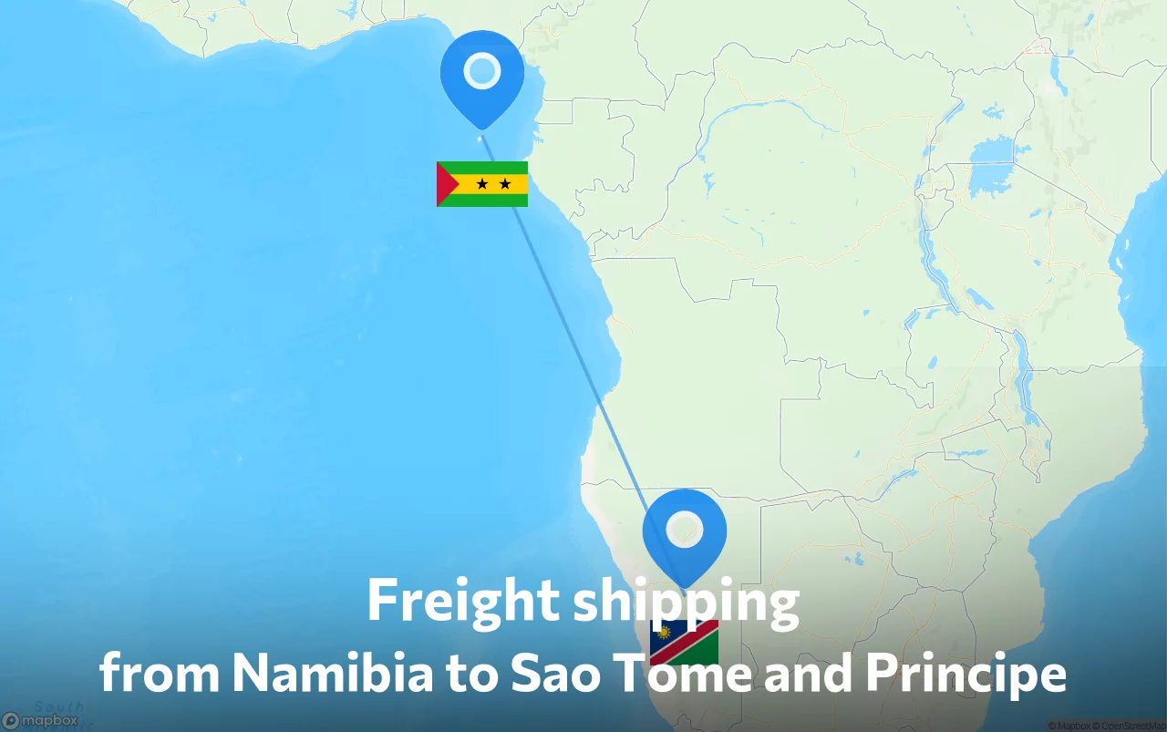 Shipping route from Namibia to Sao Tome and Principe