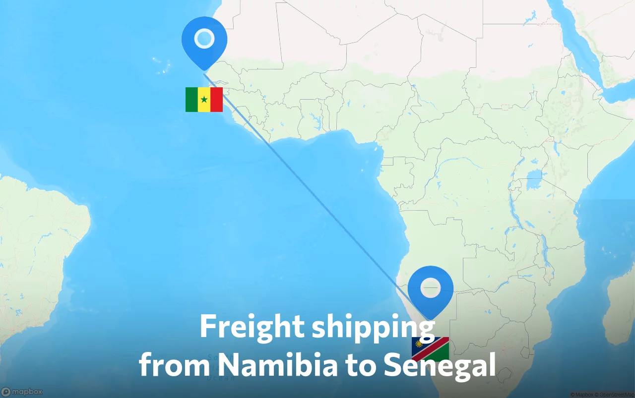 Shipping route from Namibia to Senegal