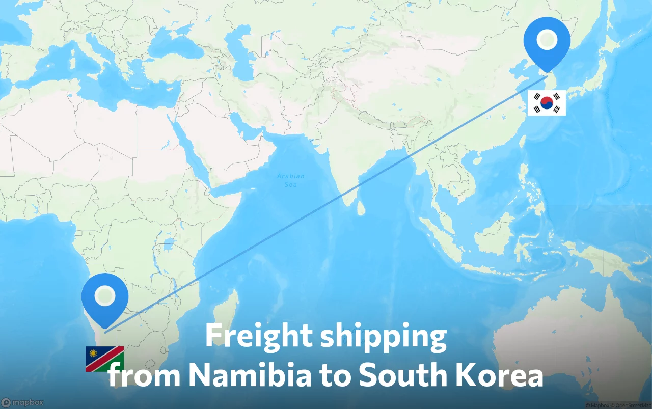 Shipping route from Namibia to South Korea