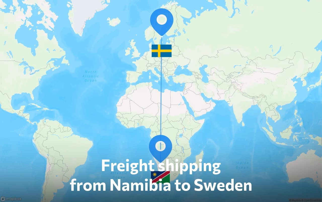Shipping route from Namibia to Sweden