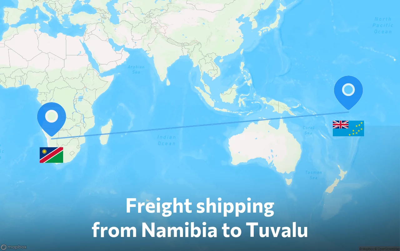 Shipping route from Namibia to Tuvalu