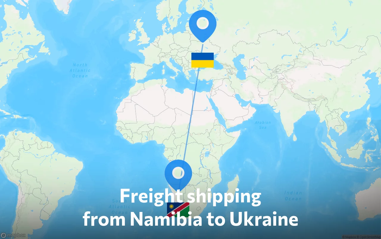 Shipping route from Namibia to Ukraine