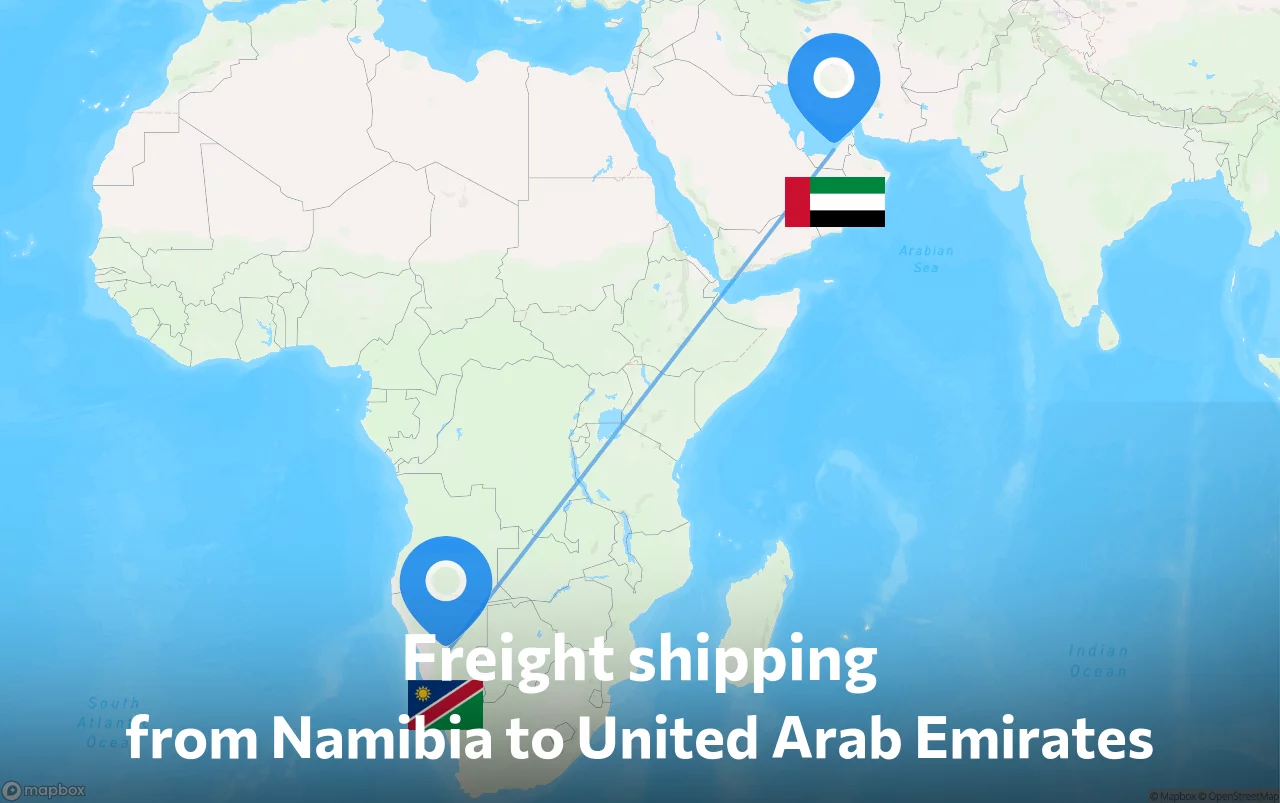 Shipping route from Namibia to United Arab Emirates
