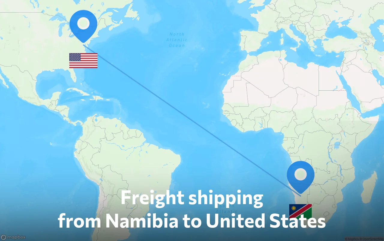 Shipping route from Namibia to United States
