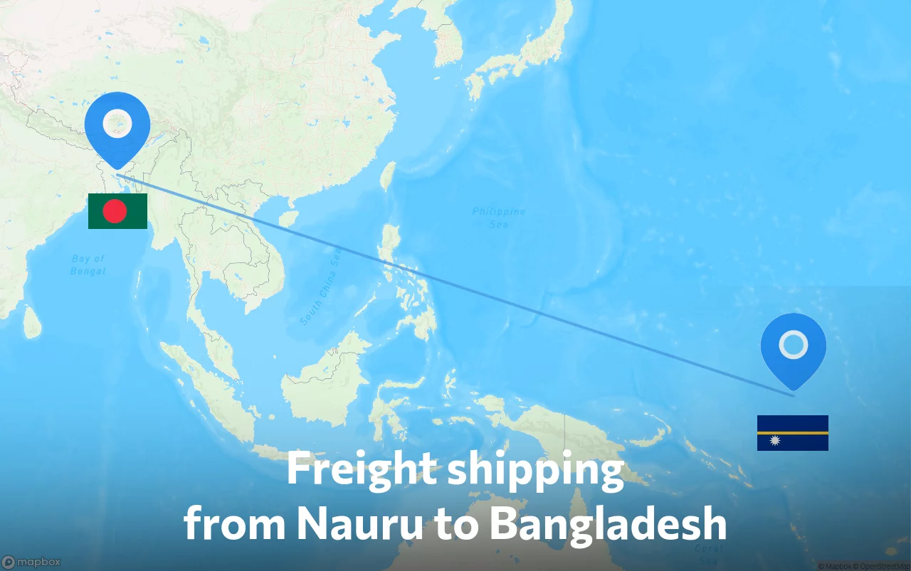 Shipping route from Nauru to Bangladesh