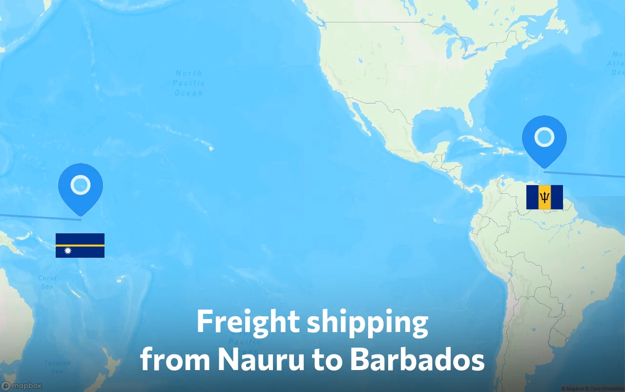 Shipping route from Nauru to Barbados