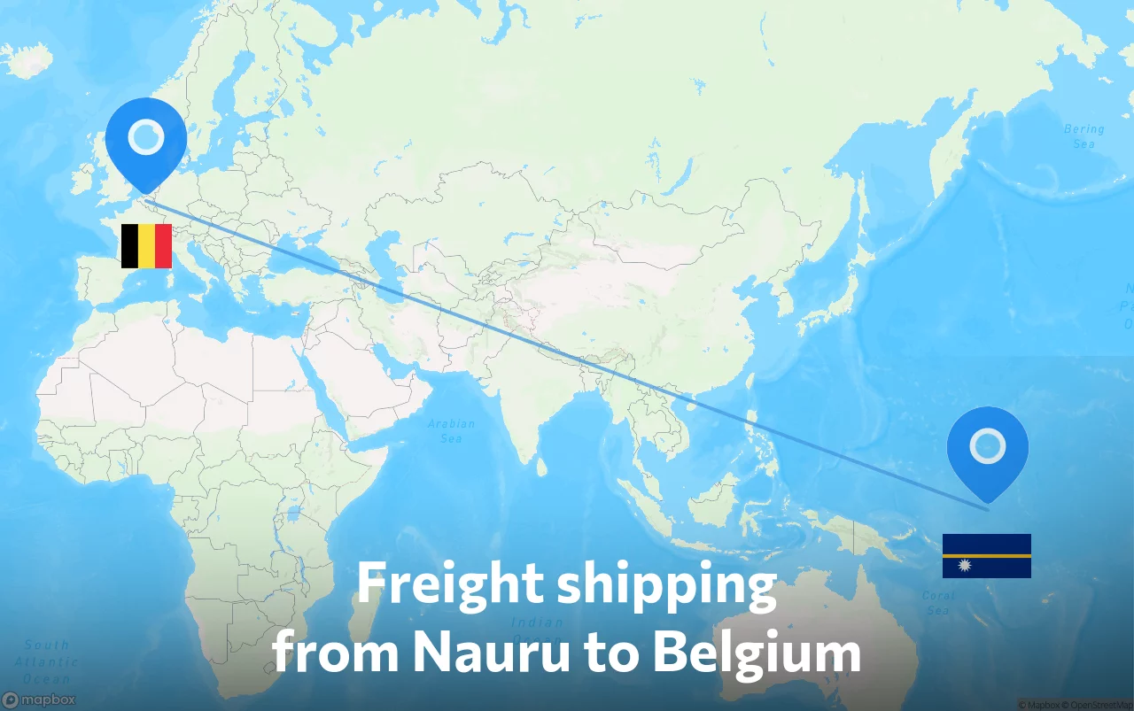 Shipping route from Nauru to Belgium