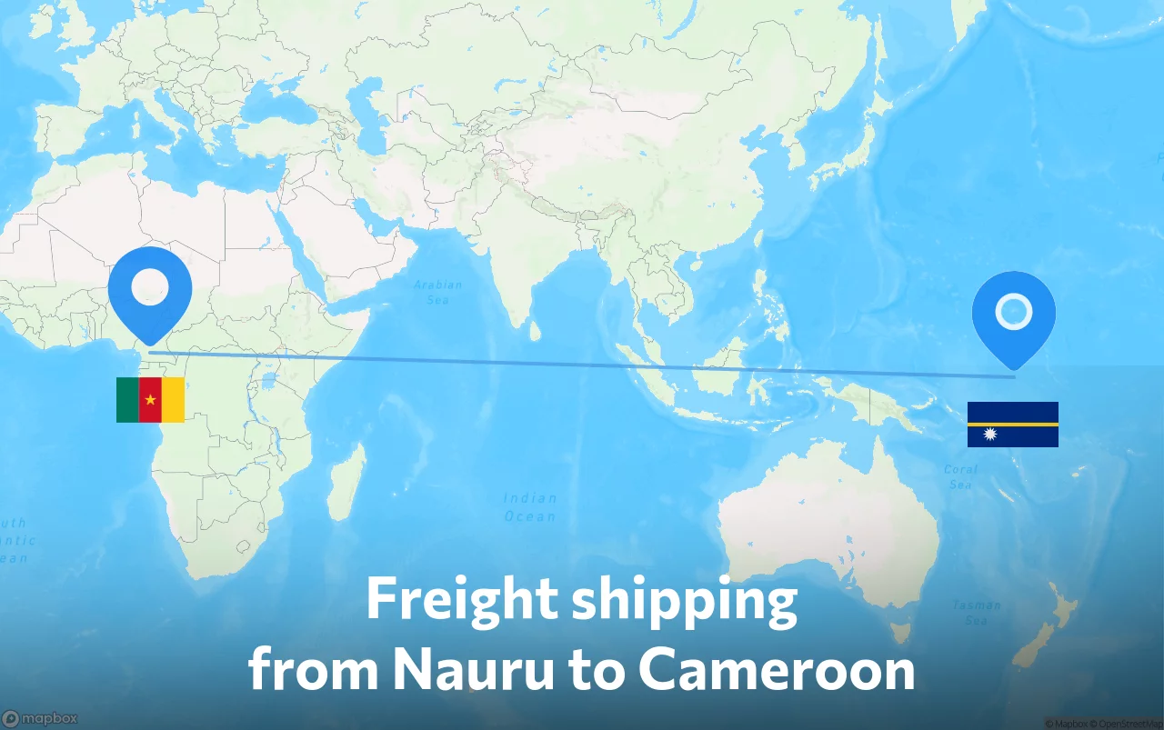 Shipping route from Nauru to Cameroon