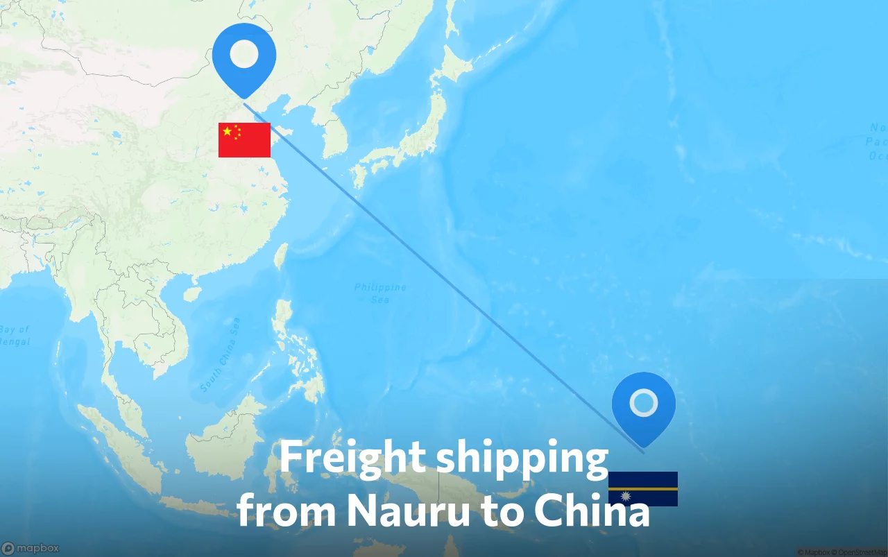 Shipping route from Nauru to China