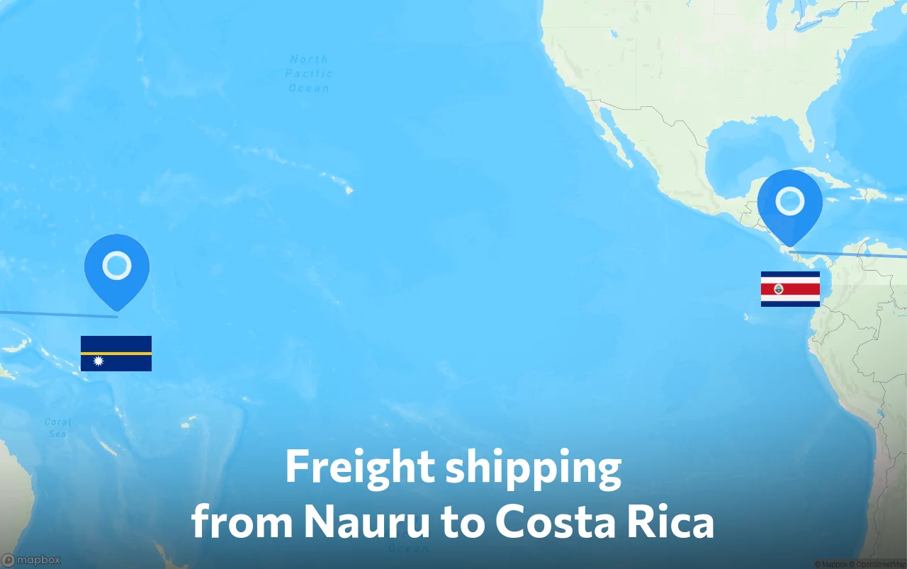 Shipping route from Nauru to Costa Rica