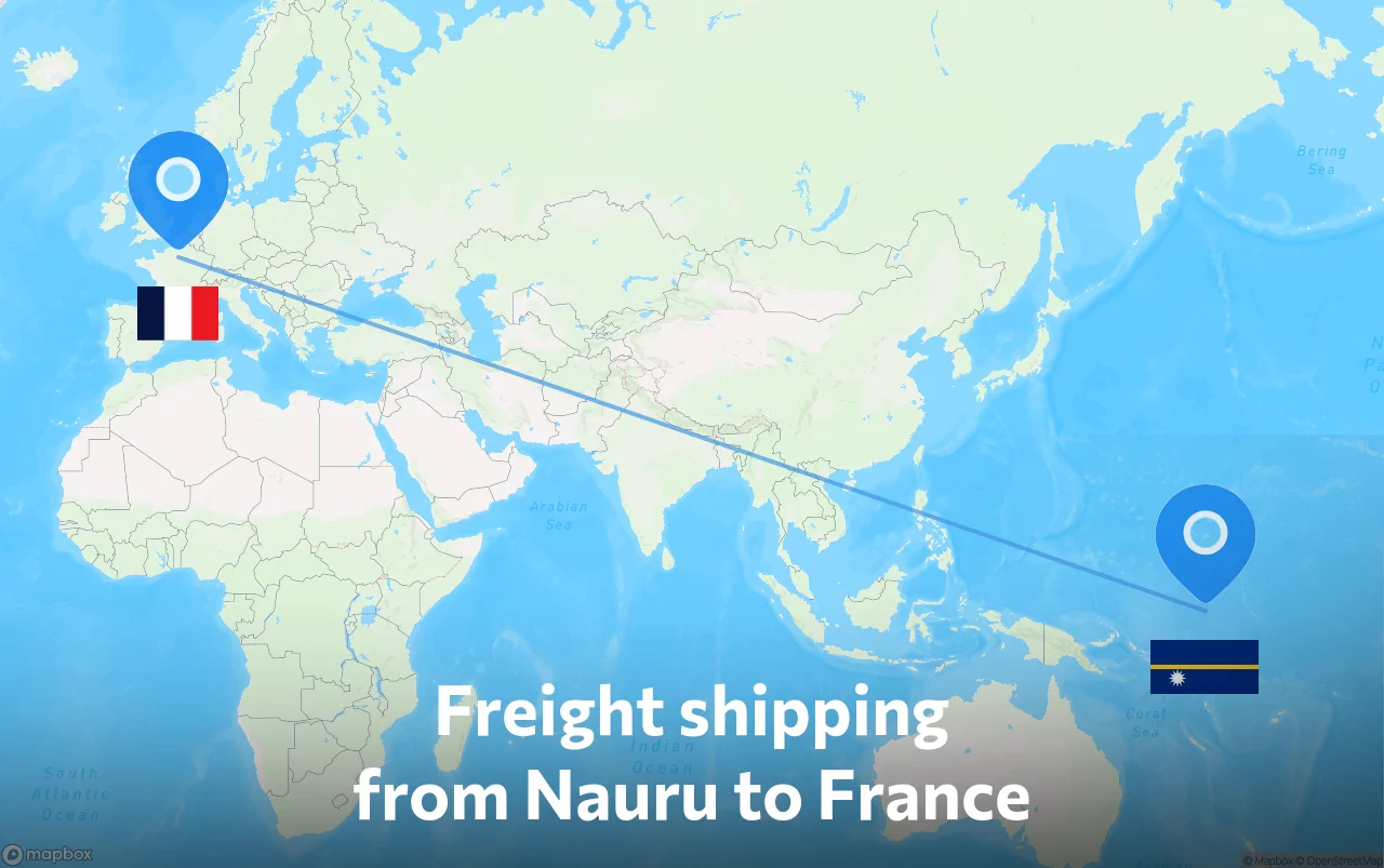 Shipping route from Nauru to France