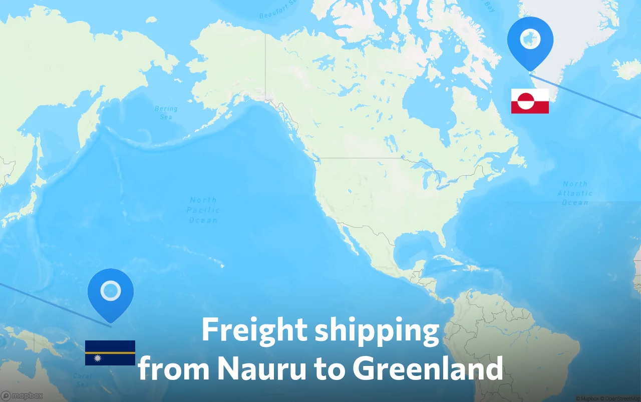 Shipping route from Nauru to Greenland