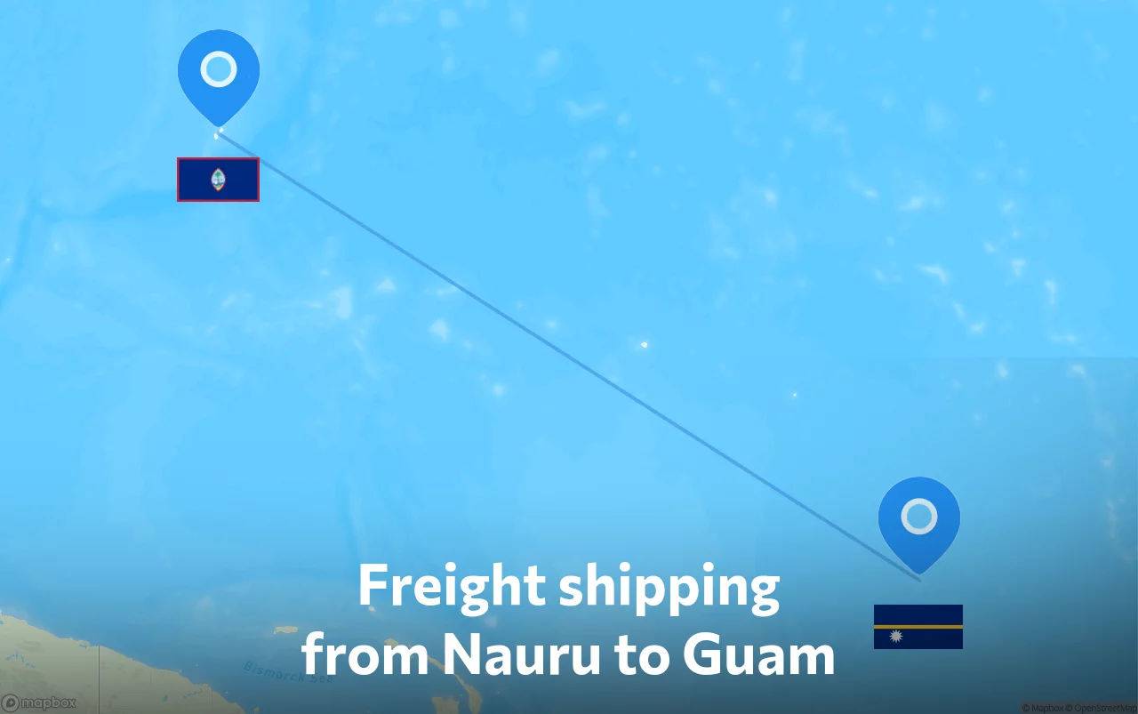 Shipping route from Nauru to Guam