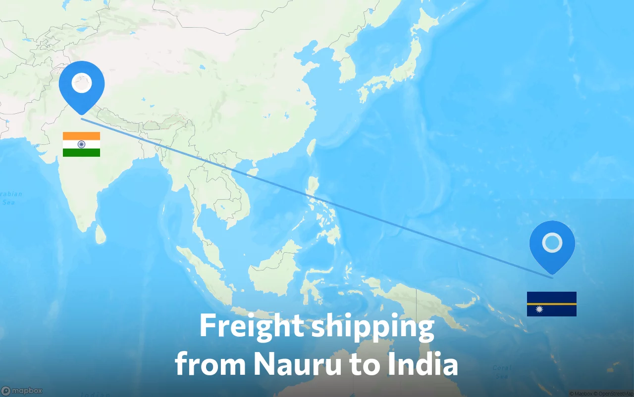 Shipping route from Nauru to India