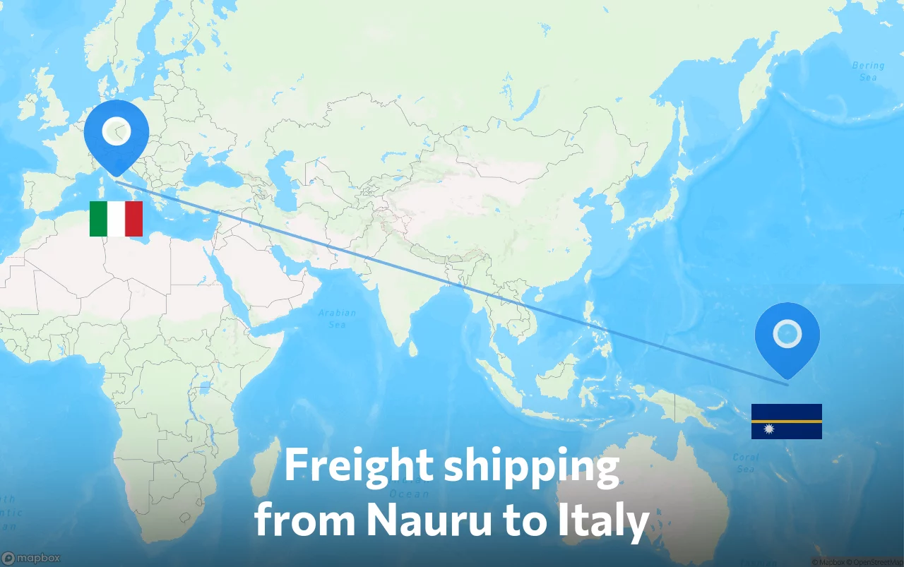 Shipping route from Nauru to Italy