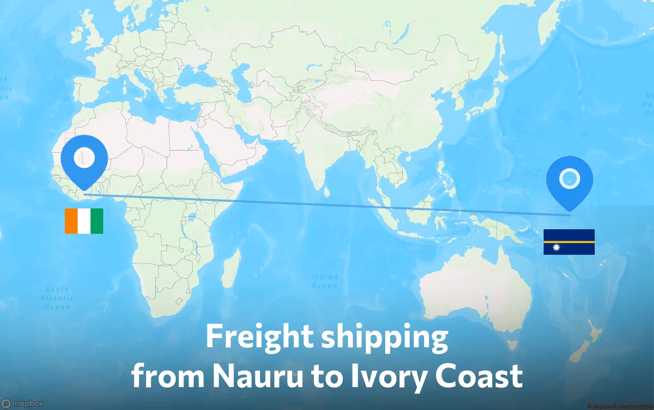 Shipping route from Nauru to Ivory Coast