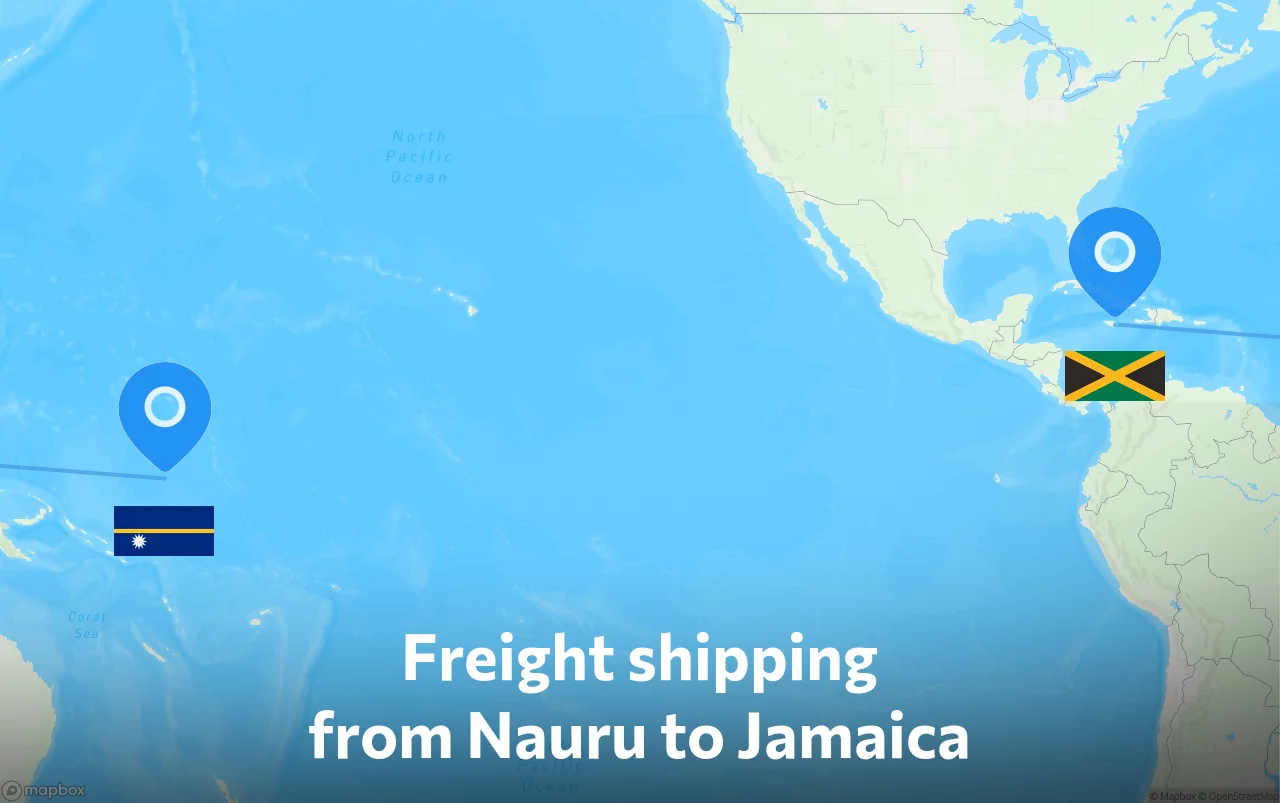 Shipping route from Nauru to Jamaica