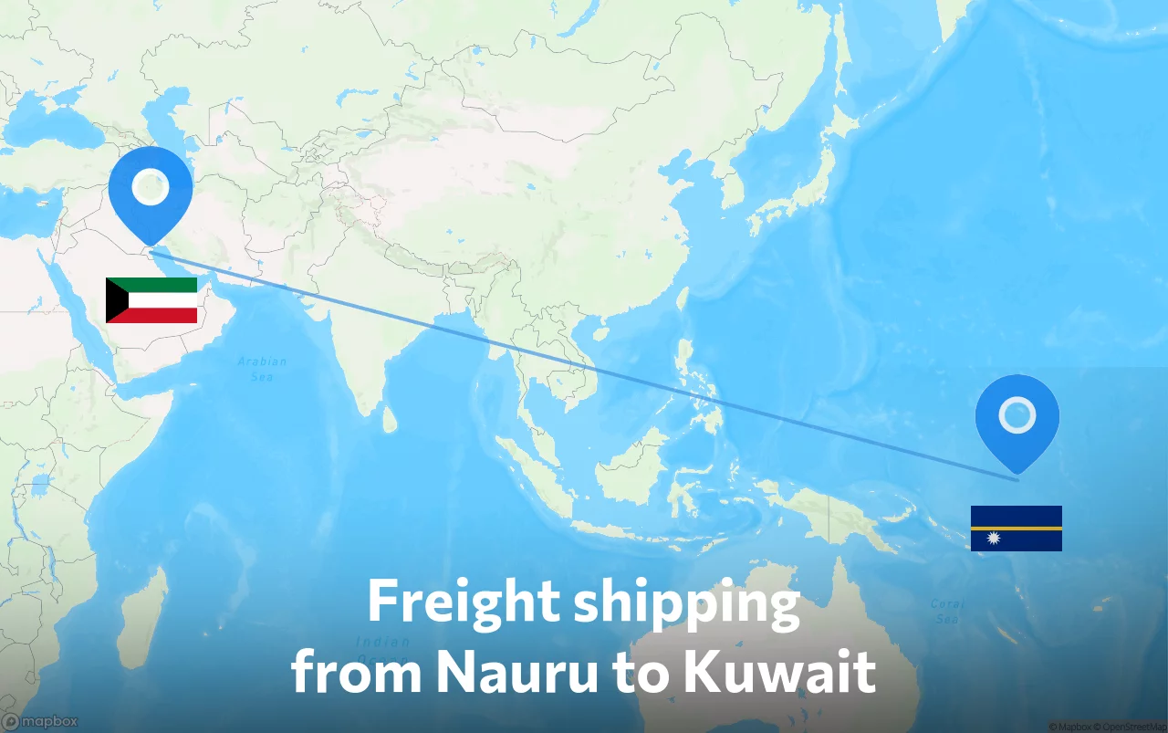 Shipping route from Nauru to Kuwait