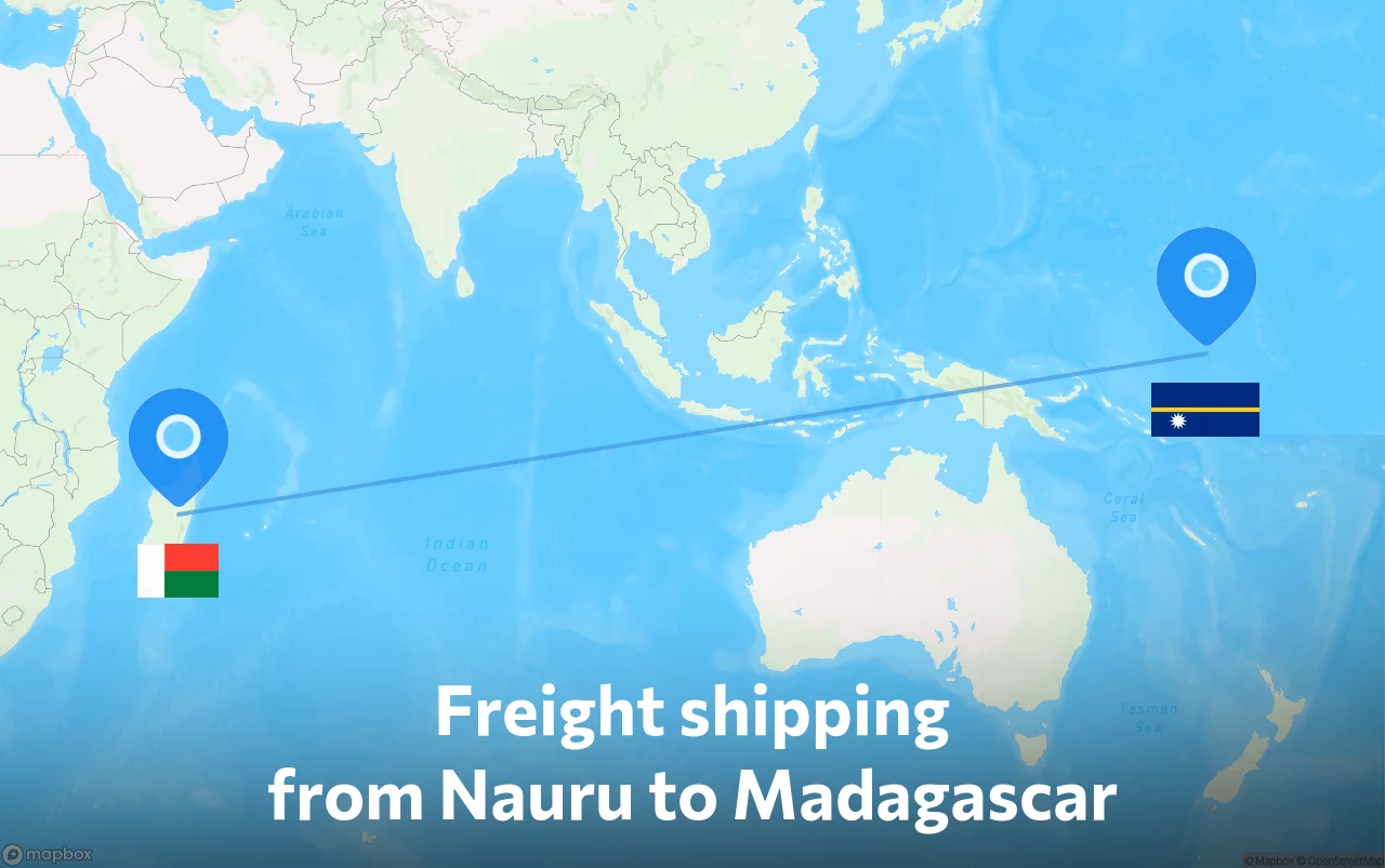 Shipping route from Nauru to Madagascar
