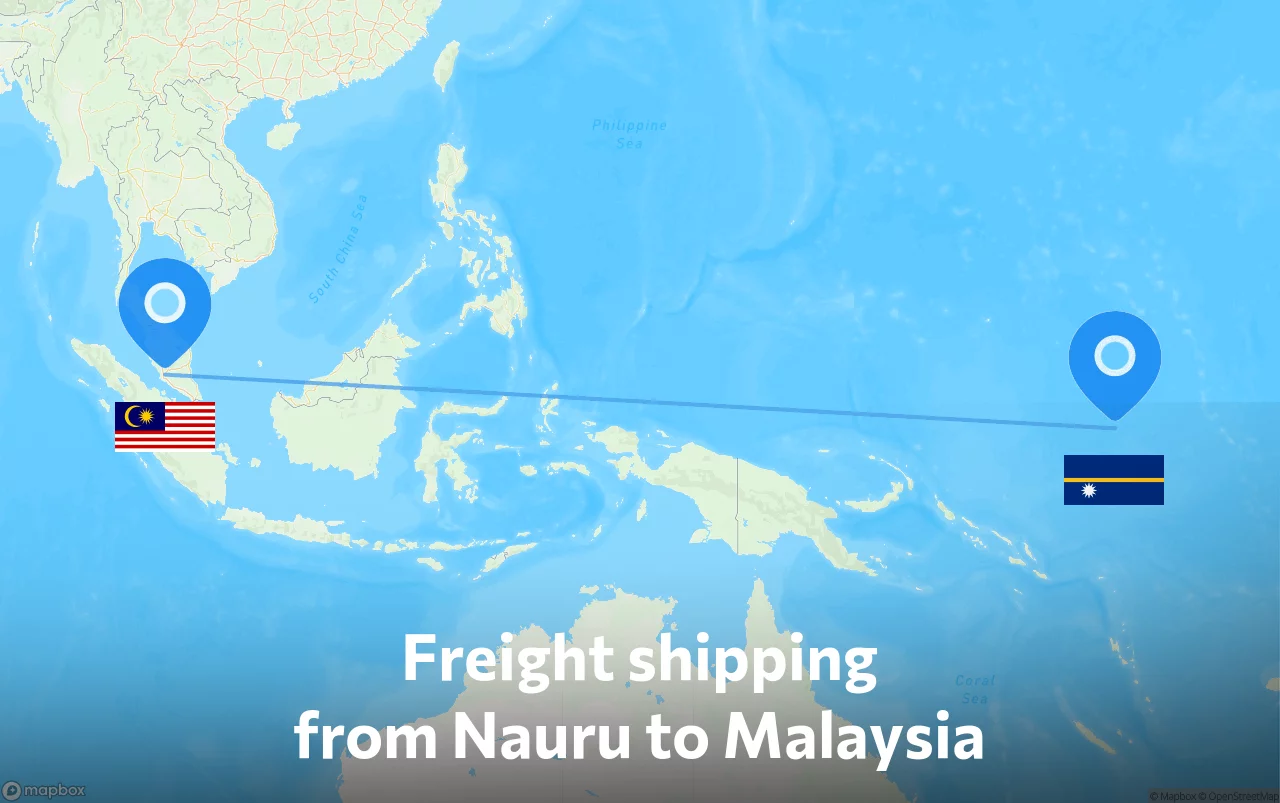 Shipping route from Nauru to Malaysia