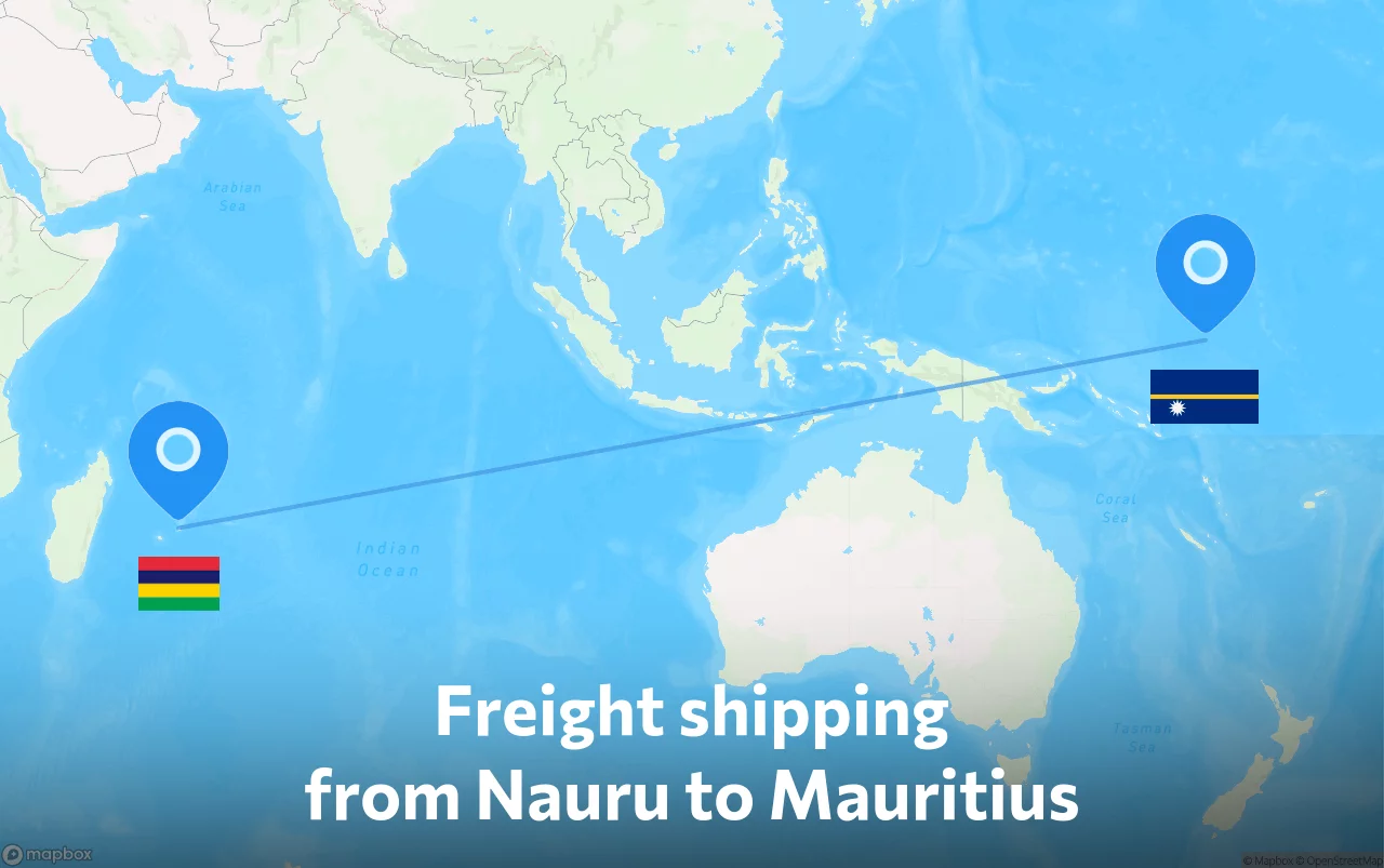 Shipping route from Nauru to Mauritius