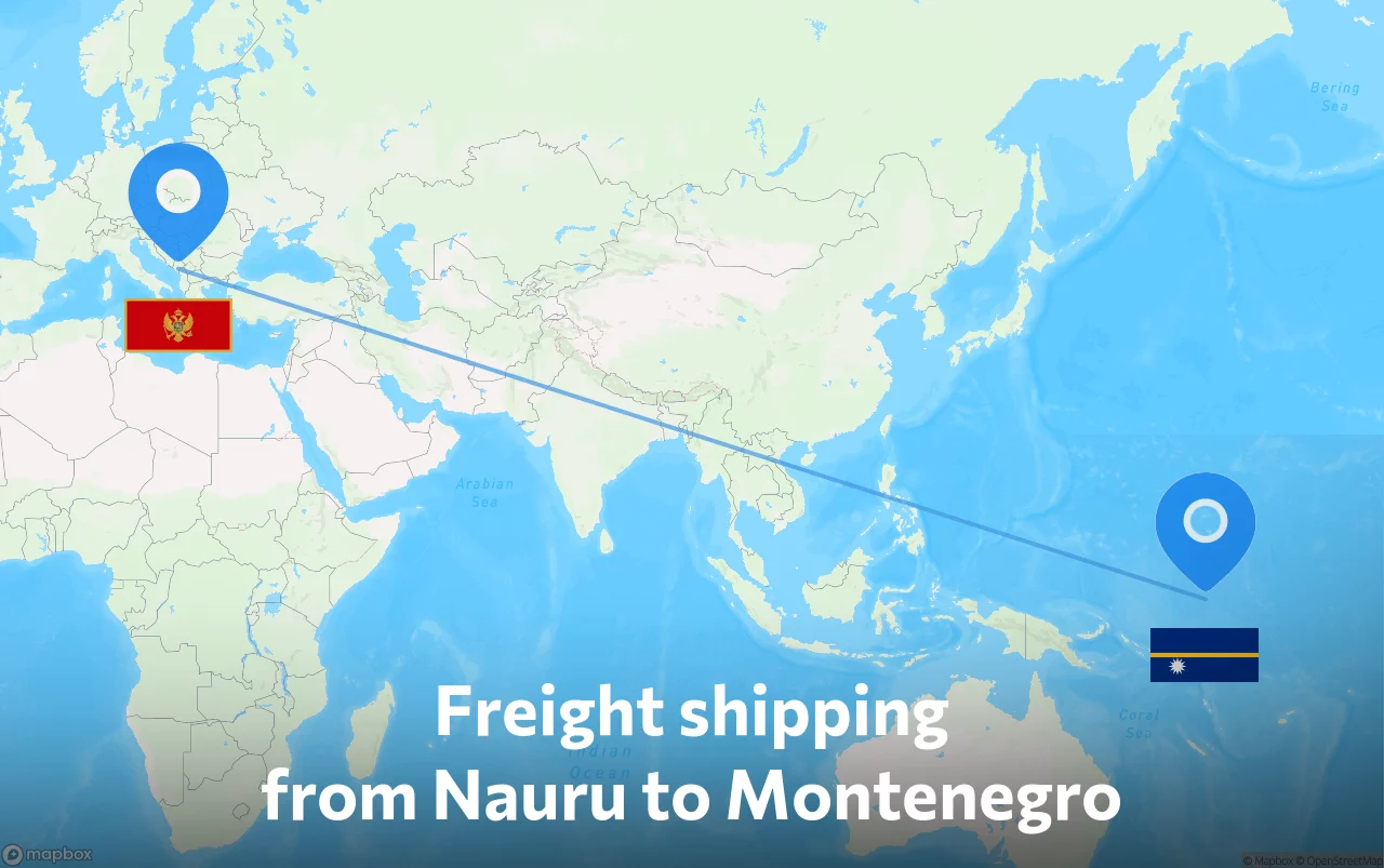 Shipping route from Nauru to Montenegro