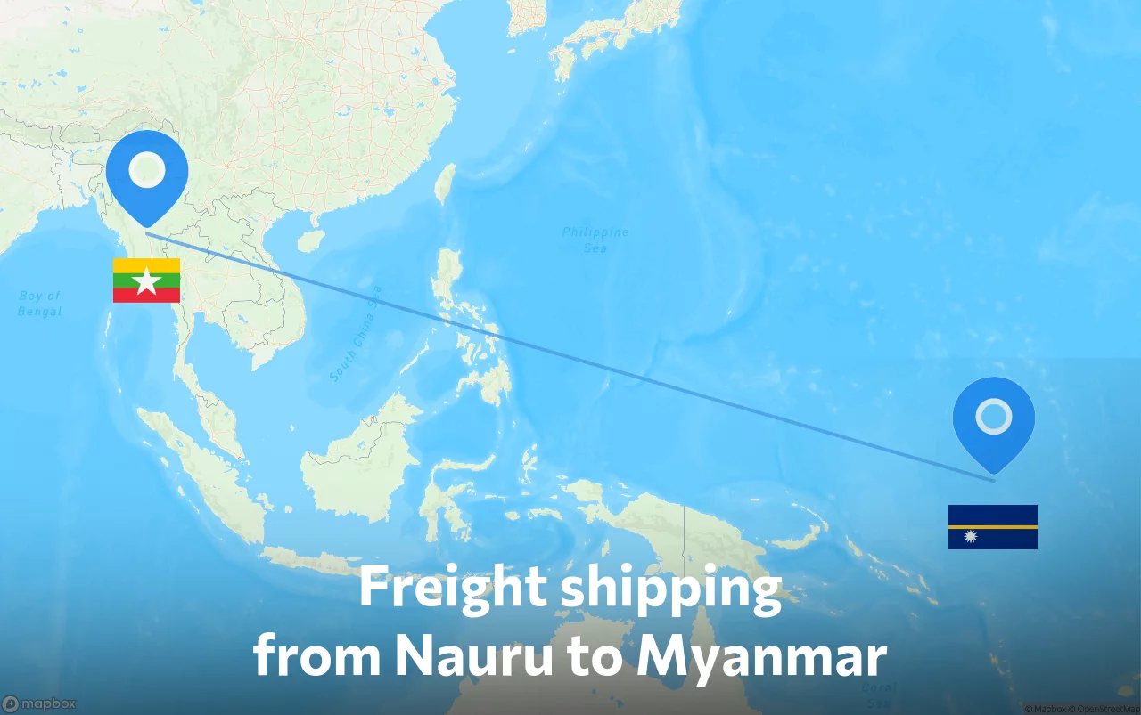 Shipping route from Nauru to Myanmar