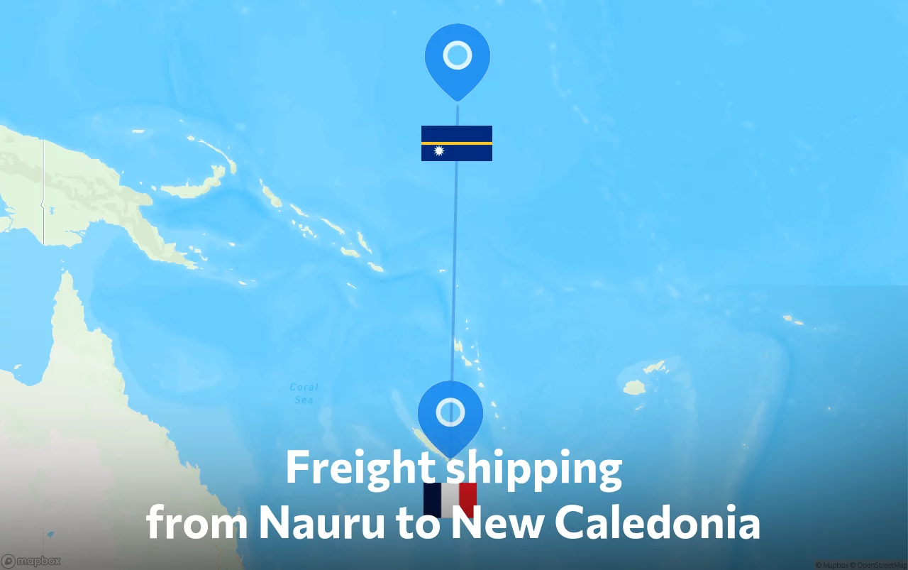 Shipping route from Nauru to New Caledonia