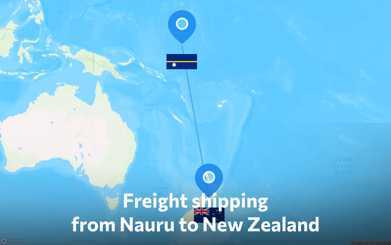 Shipping route from Nauru to New Zealand