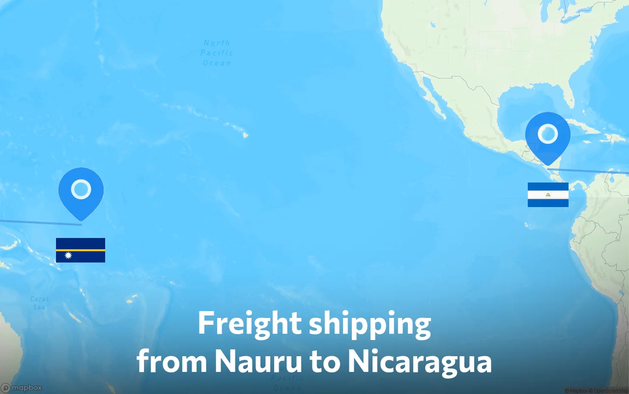 Shipping route from Nauru to Nicaragua