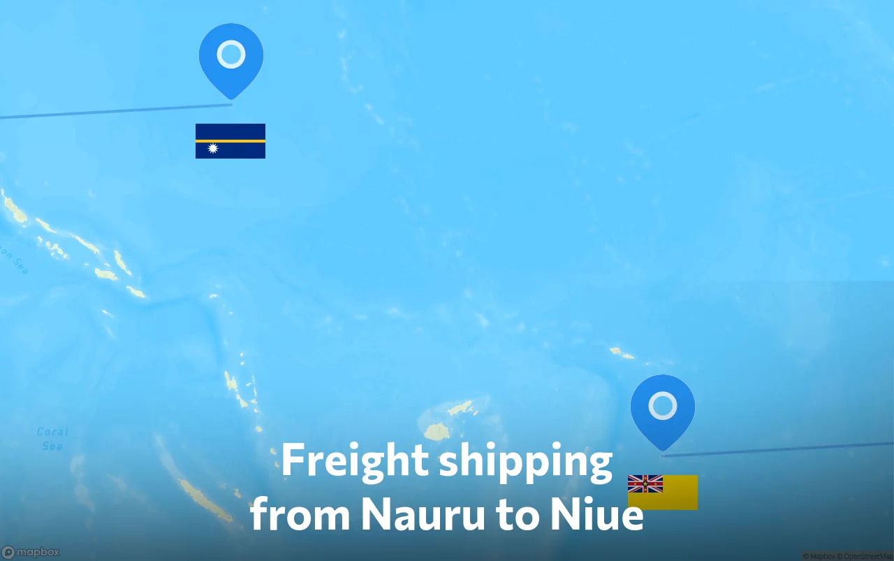 Shipping route from Nauru to Niue