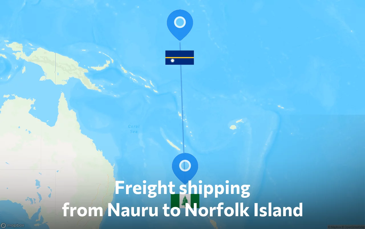 Shipping route from Nauru to Norfolk Island