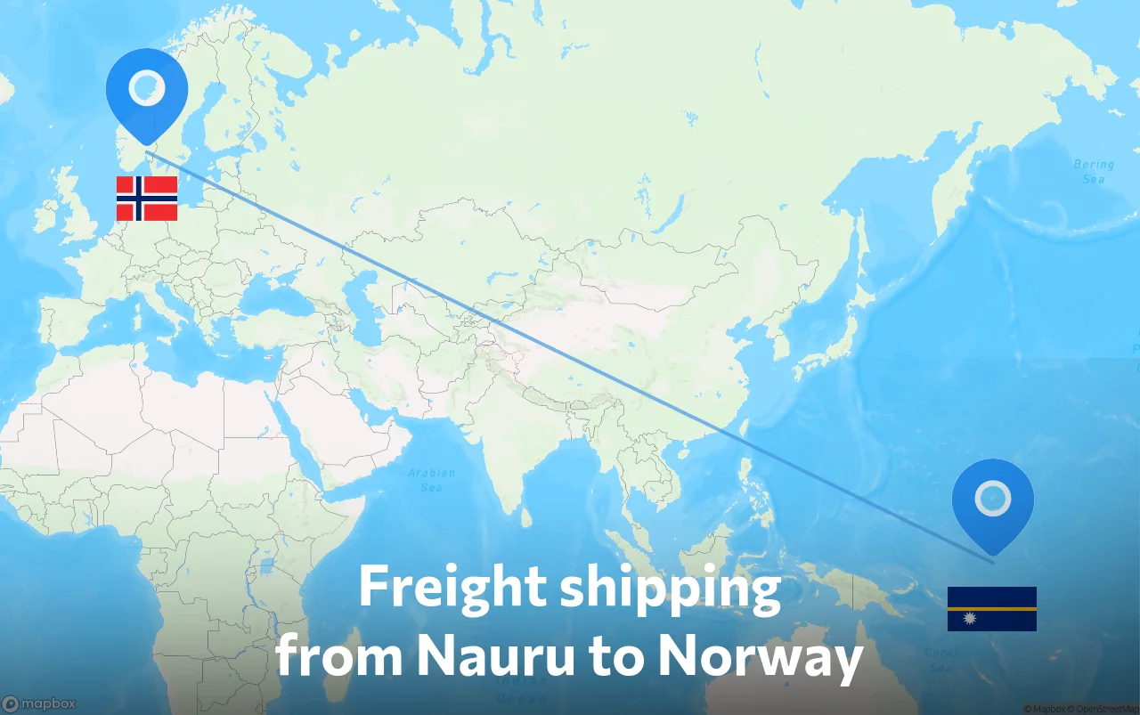 Shipping route from Nauru to Norway