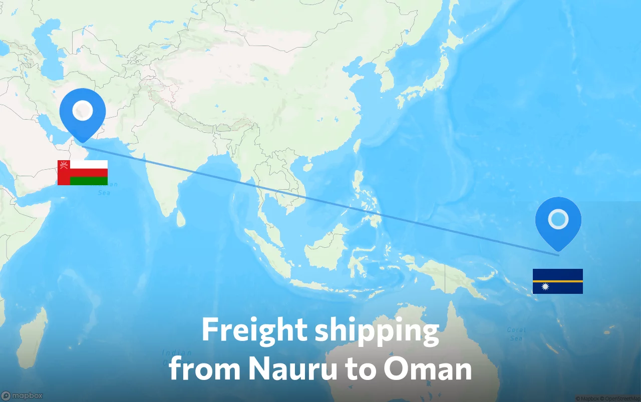 Shipping route from Nauru to Oman