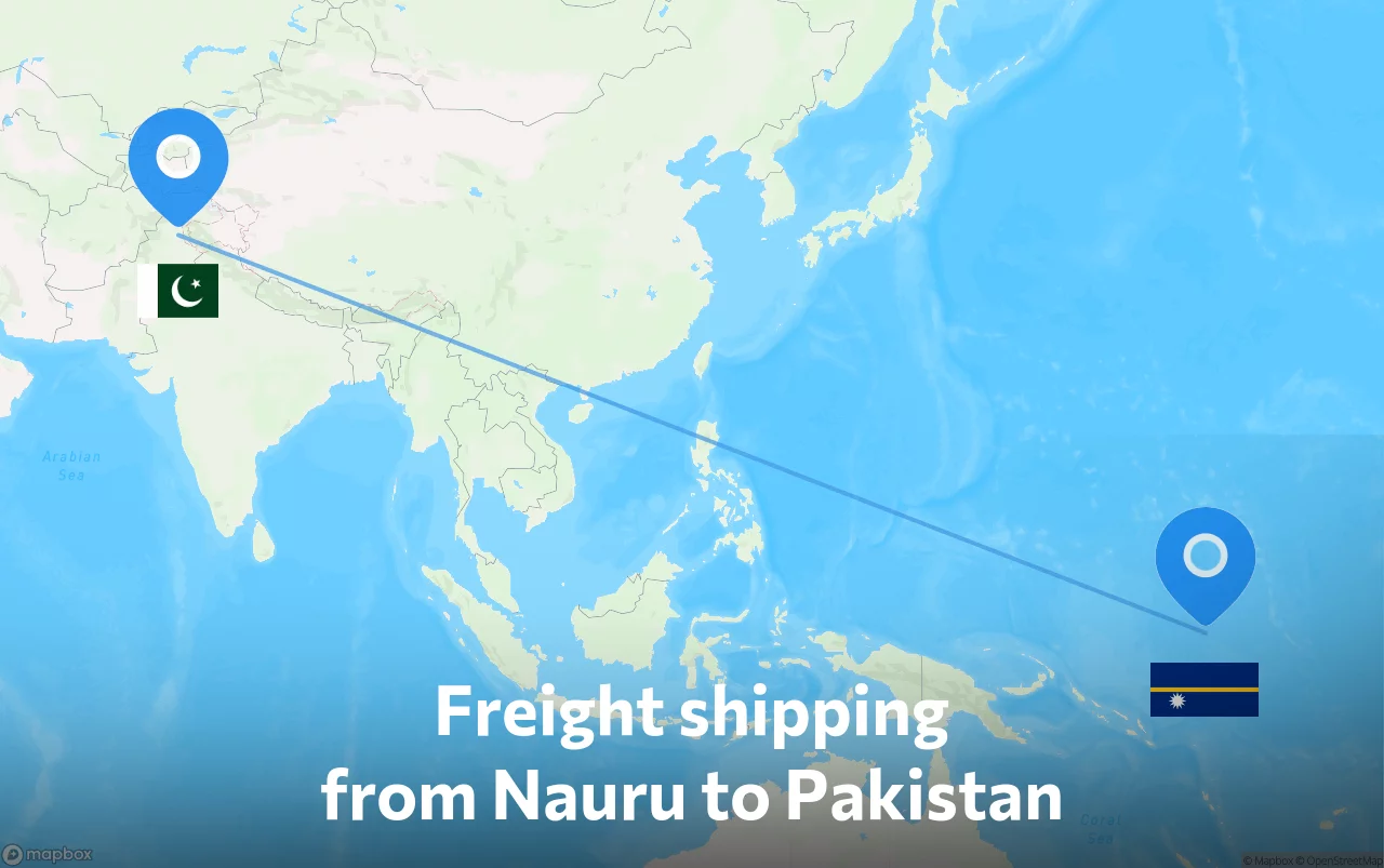 Shipping route from Nauru to Pakistan