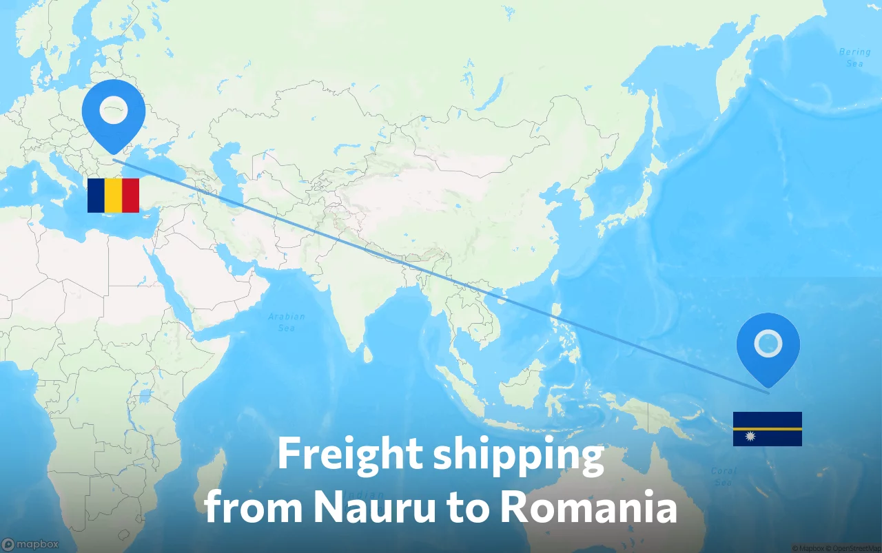 Shipping route from Nauru to Romania