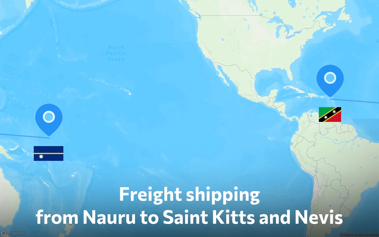 Shipping route from Nauru to Saint Kitts and Nevis