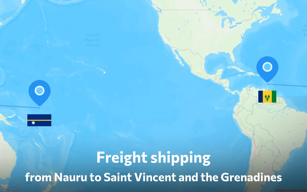 Shipping route from Nauru to Saint Vincent and the Grenadines