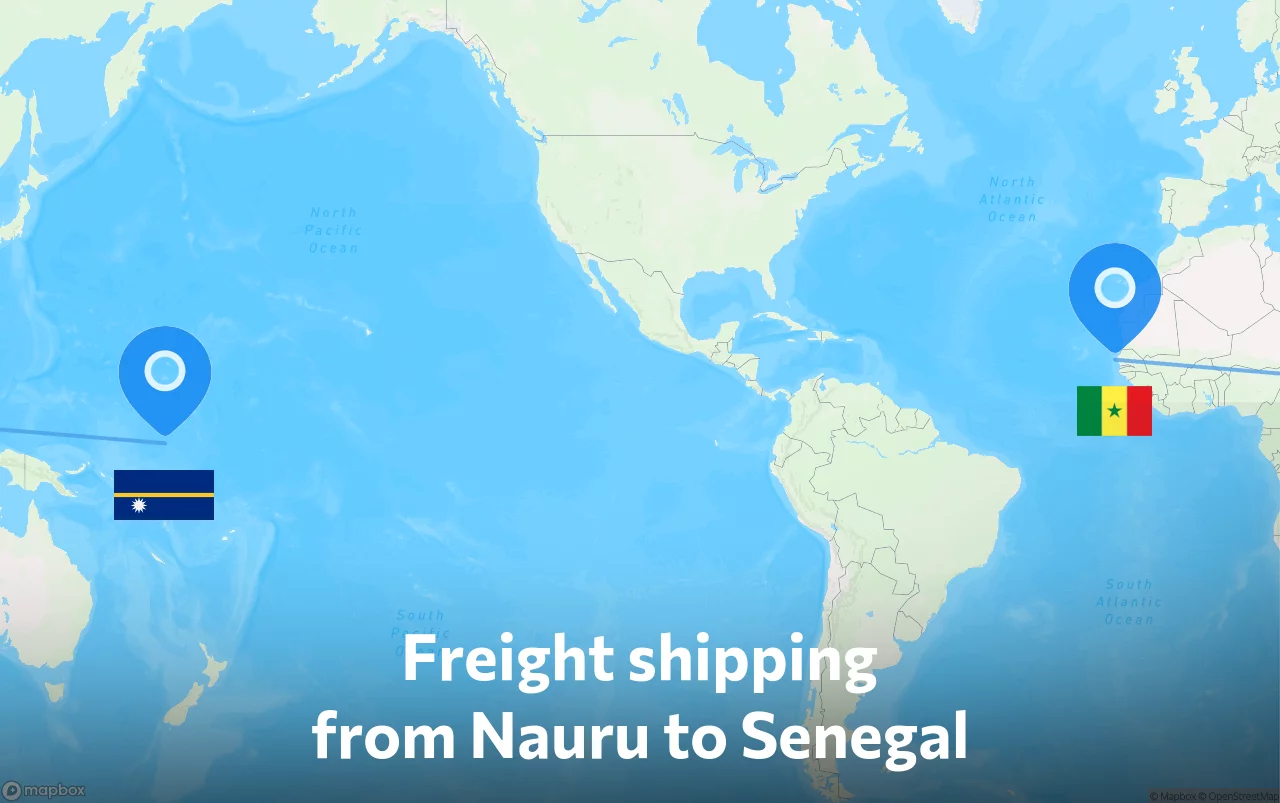 Shipping route from Nauru to Senegal