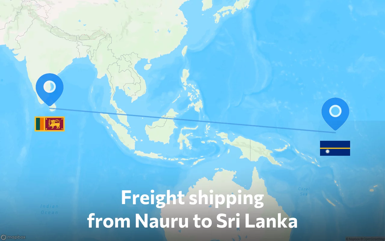 Shipping route from Nauru to Sri Lanka