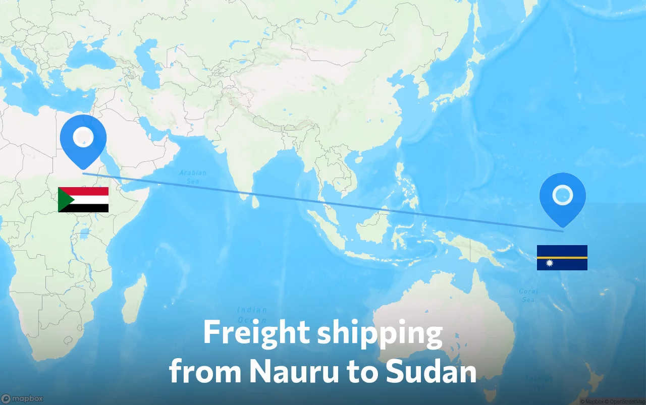 Shipping route from Nauru to Sudan