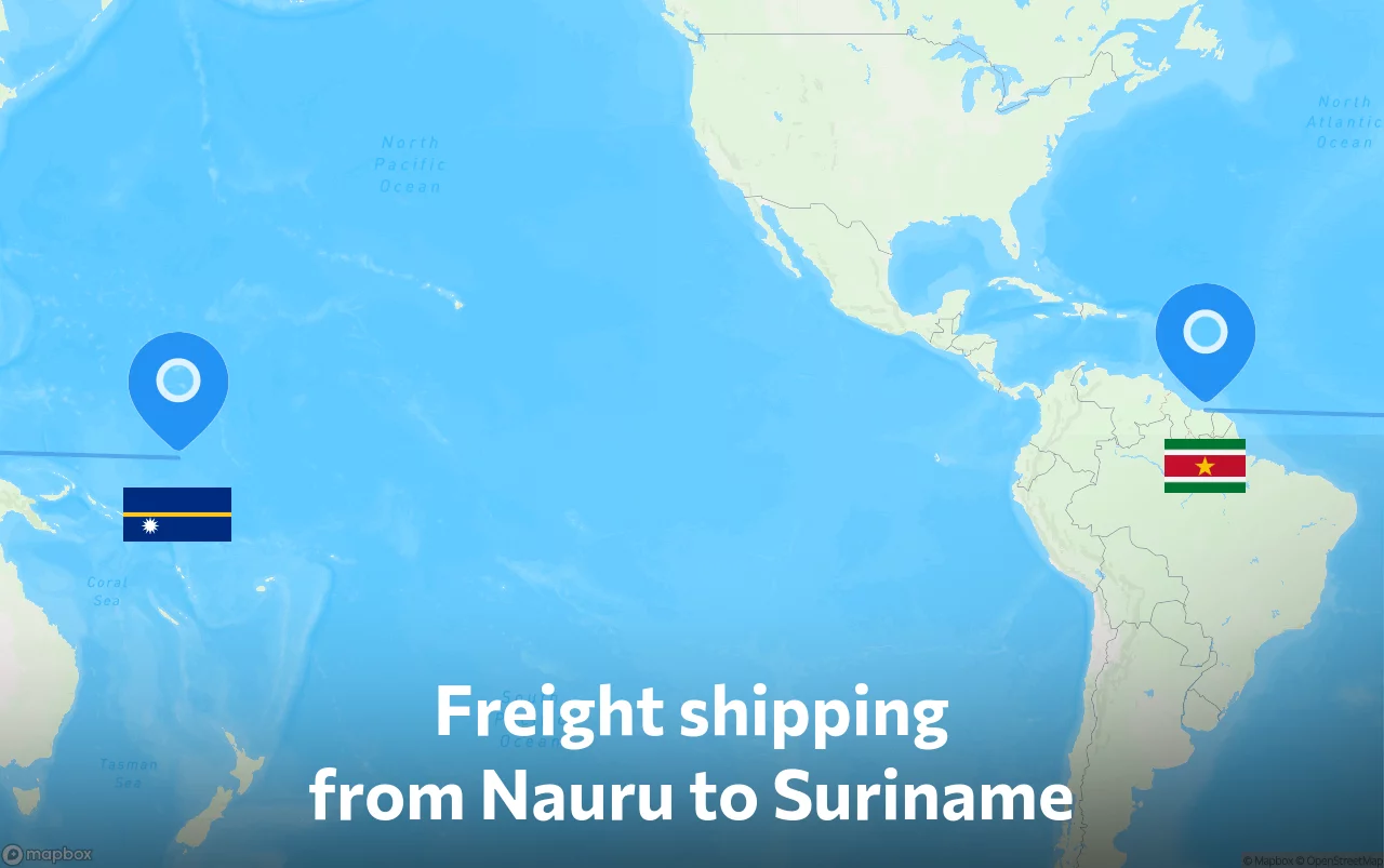 Shipping route from Nauru to Suriname