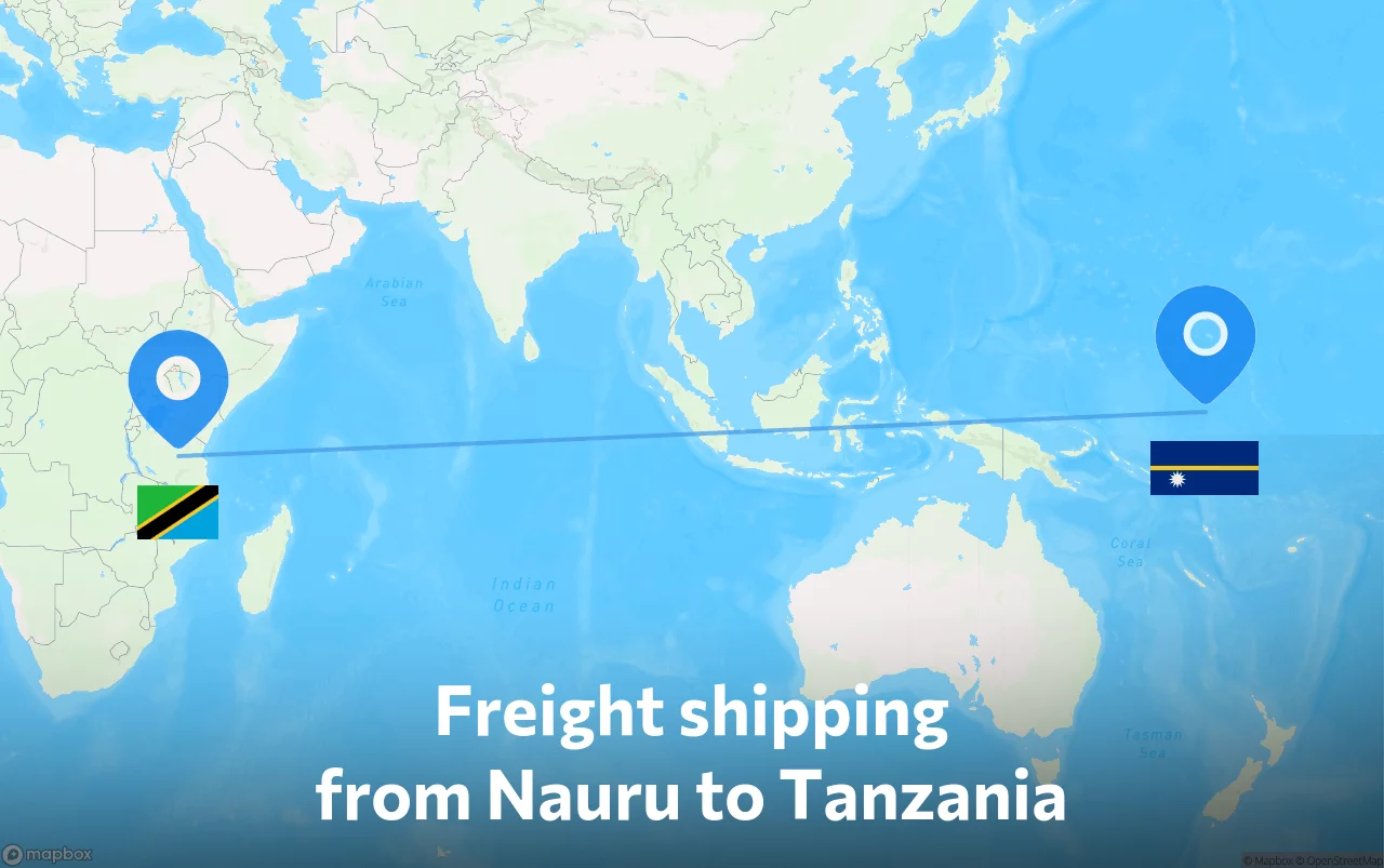 Shipping route from Nauru to Tanzania