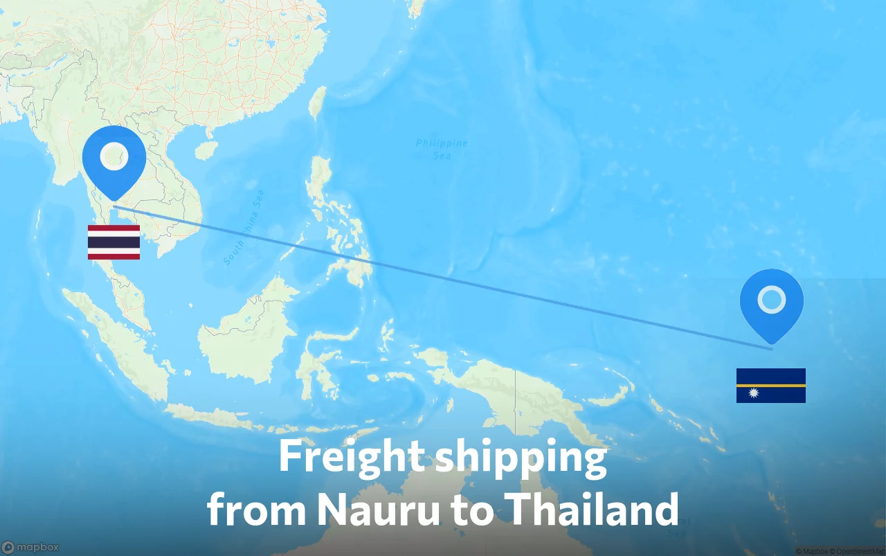 Shipping route from Nauru to Thailand