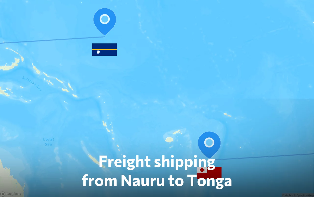 Shipping route from Nauru to Tonga