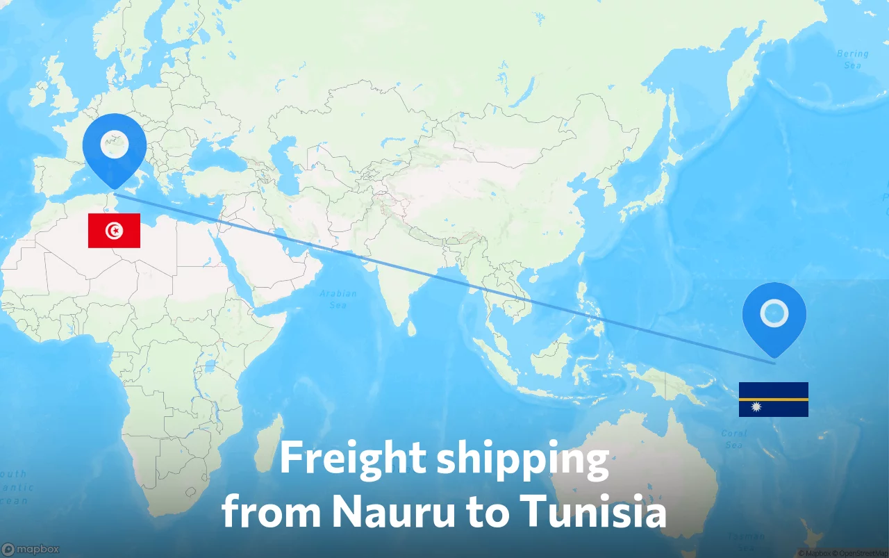 Shipping route from Nauru to Tunisia
